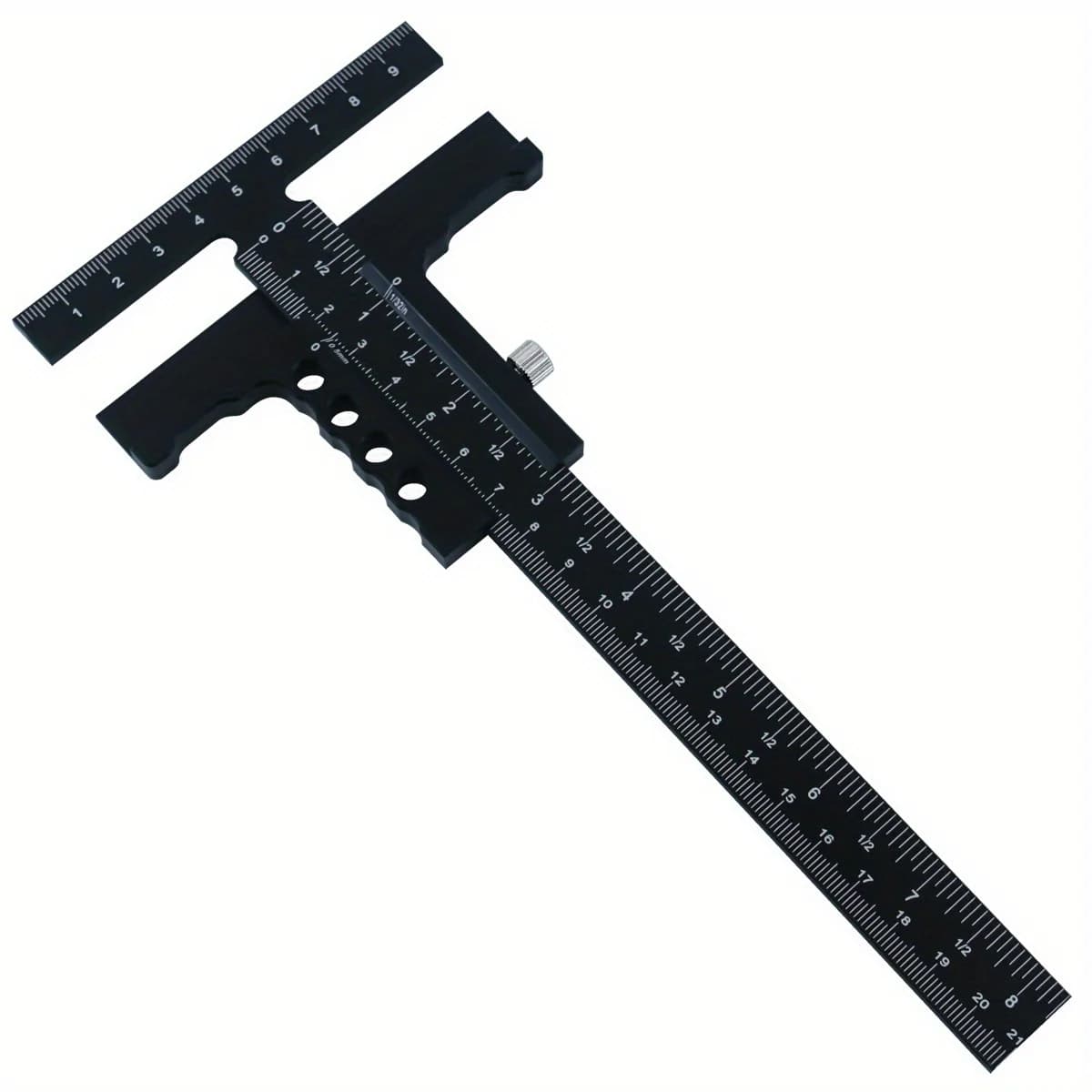 Justerbart skyde-måleinstrument i aluminium med T-lineal
