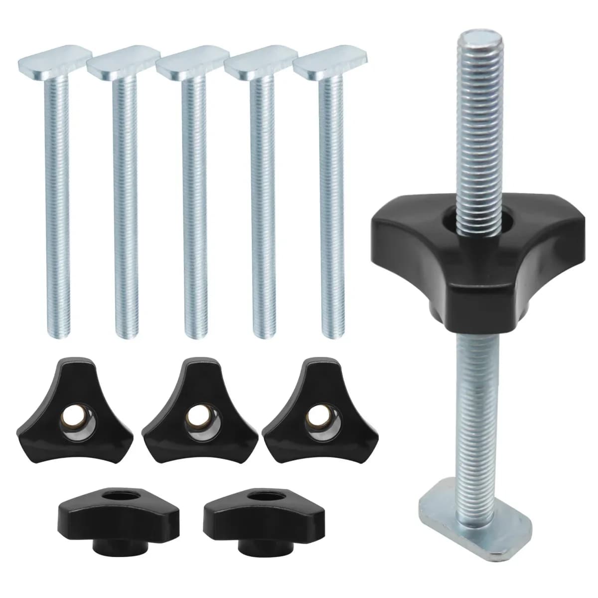 T-sporbolt, knopper og skydemøtrik kit