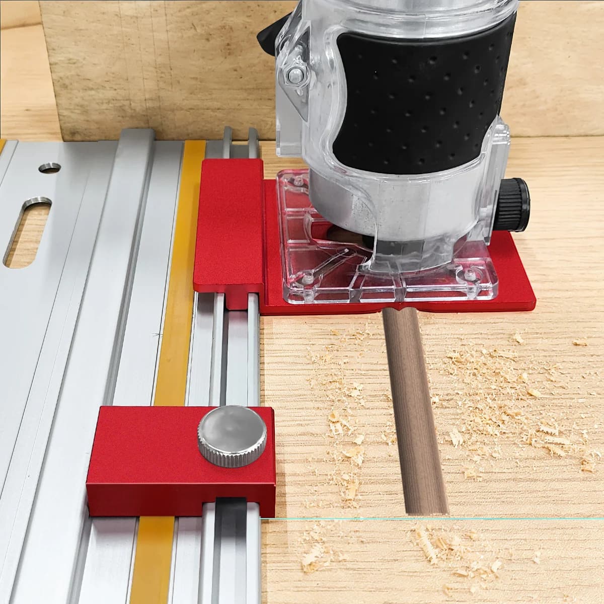 Aluminium fræsevejledningsskinneadapter med 2 stopstykker