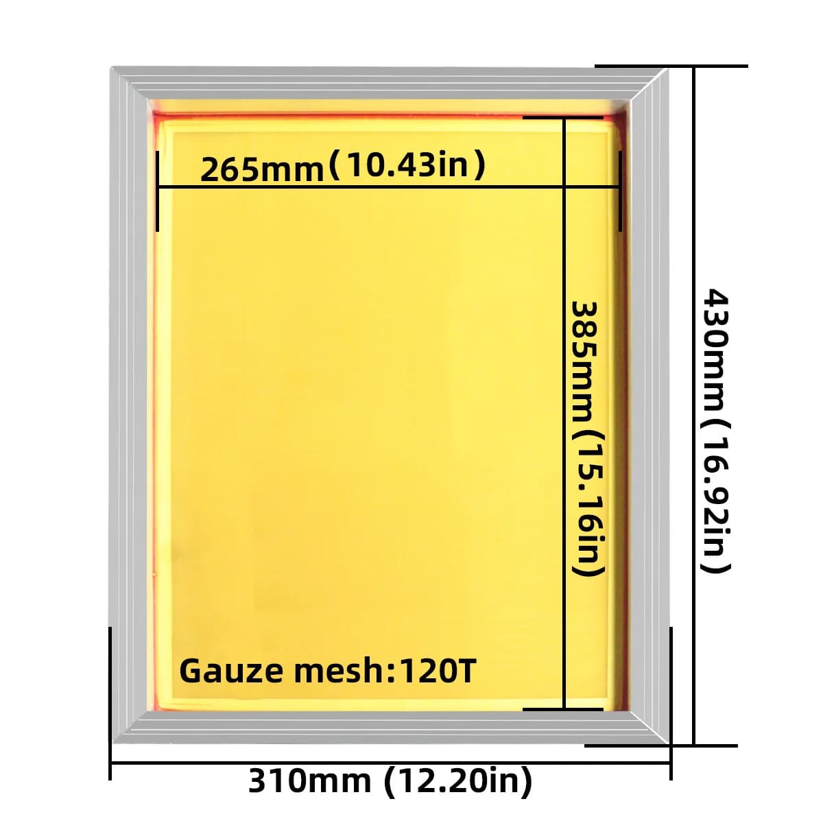 Aluminium silkesiebtryksramme, 43x31 cm, 120T