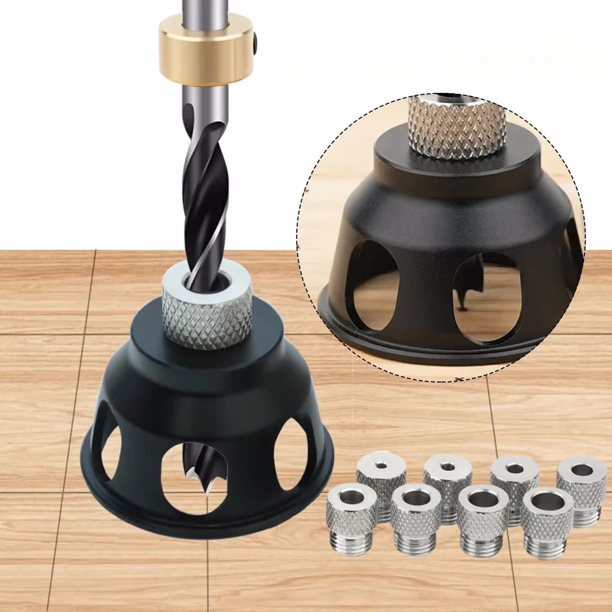 Lodret dowel-guide-sæt i aluminium, 3-10 mm