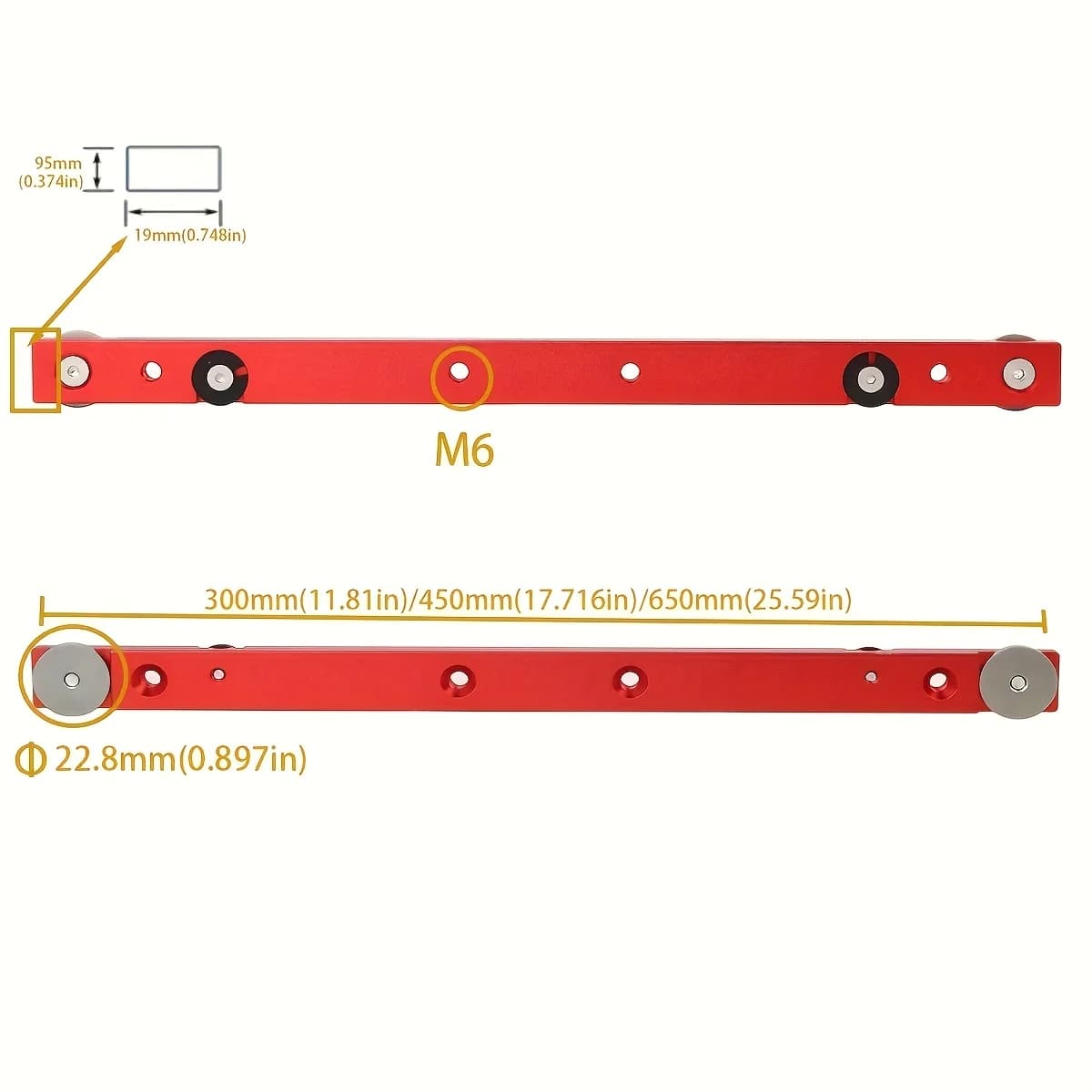 Aluminium T-slot miterbar skyder, 300/450mm