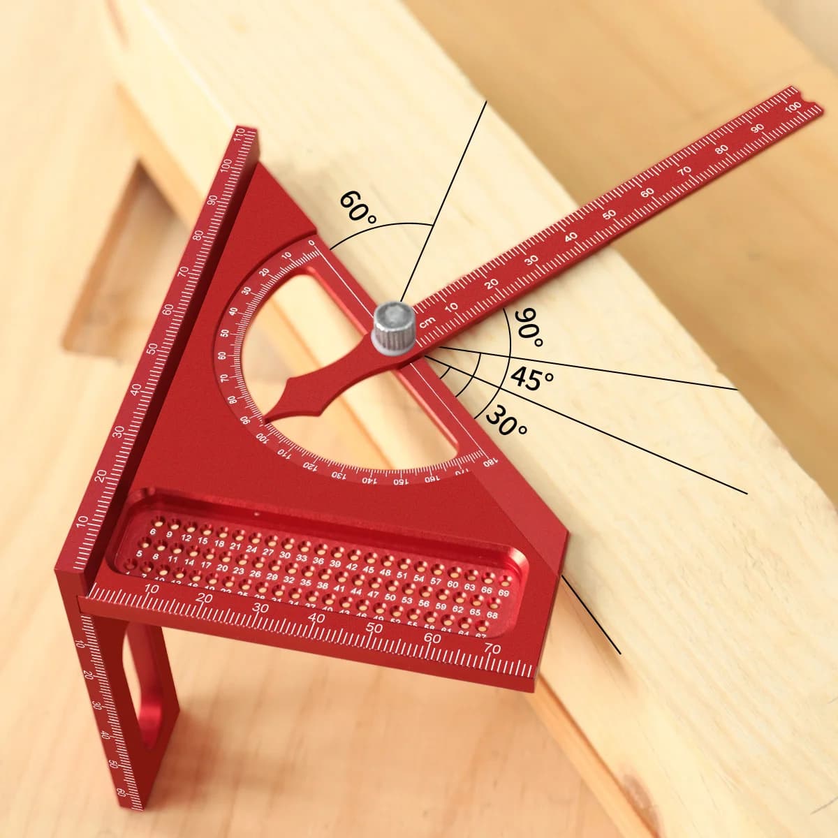 Justerbart 3D aluminium vinkelprotractor til træarbejde