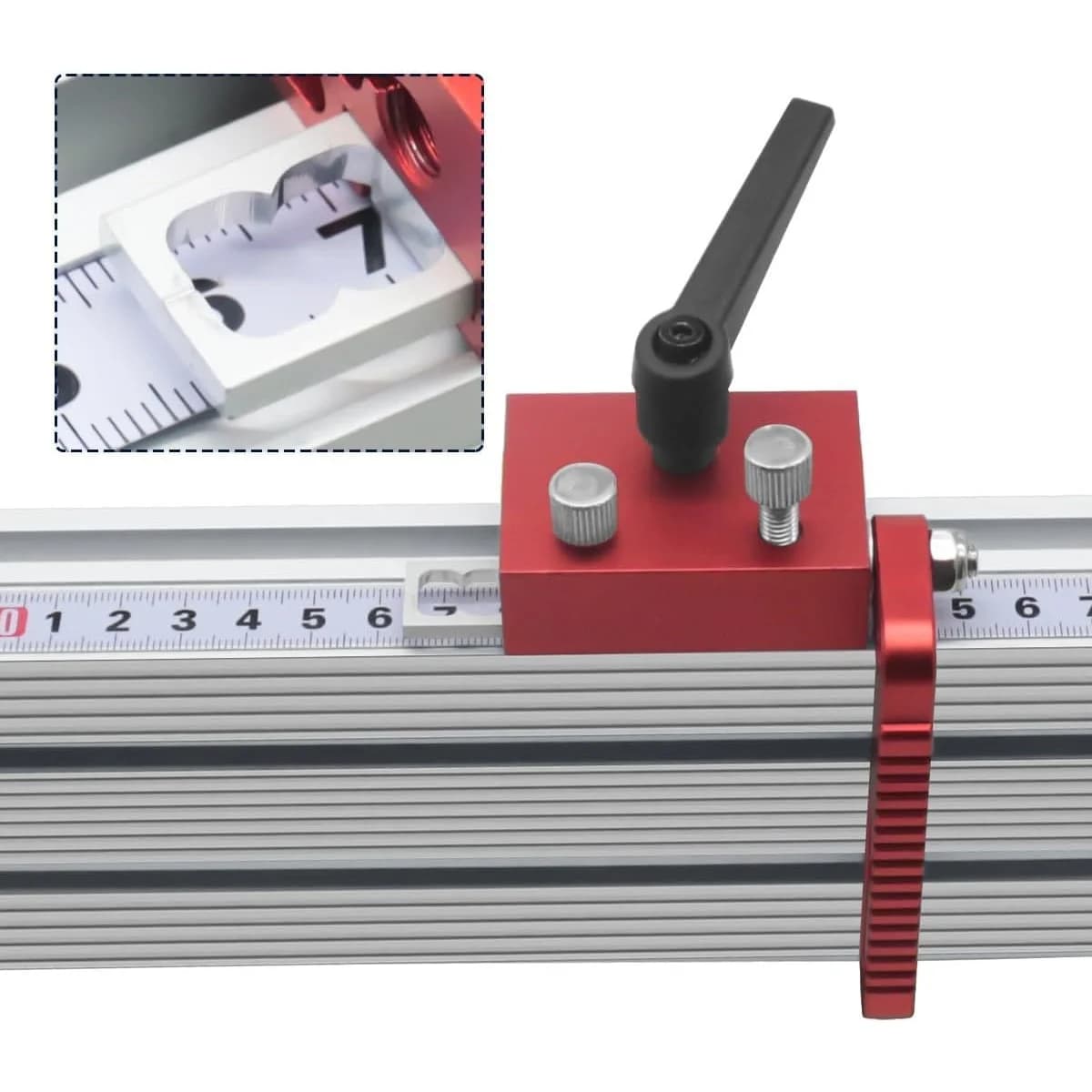 Justerbar aluminium T-skinnegrænsestop for miterskinner