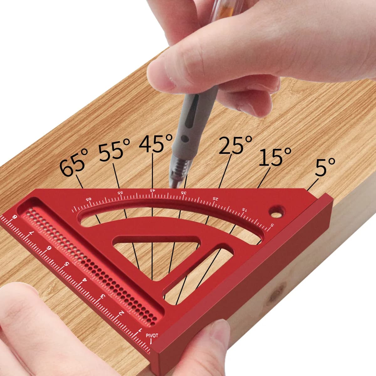 Multivinklet aluminiums vinkelprotractor og lineal