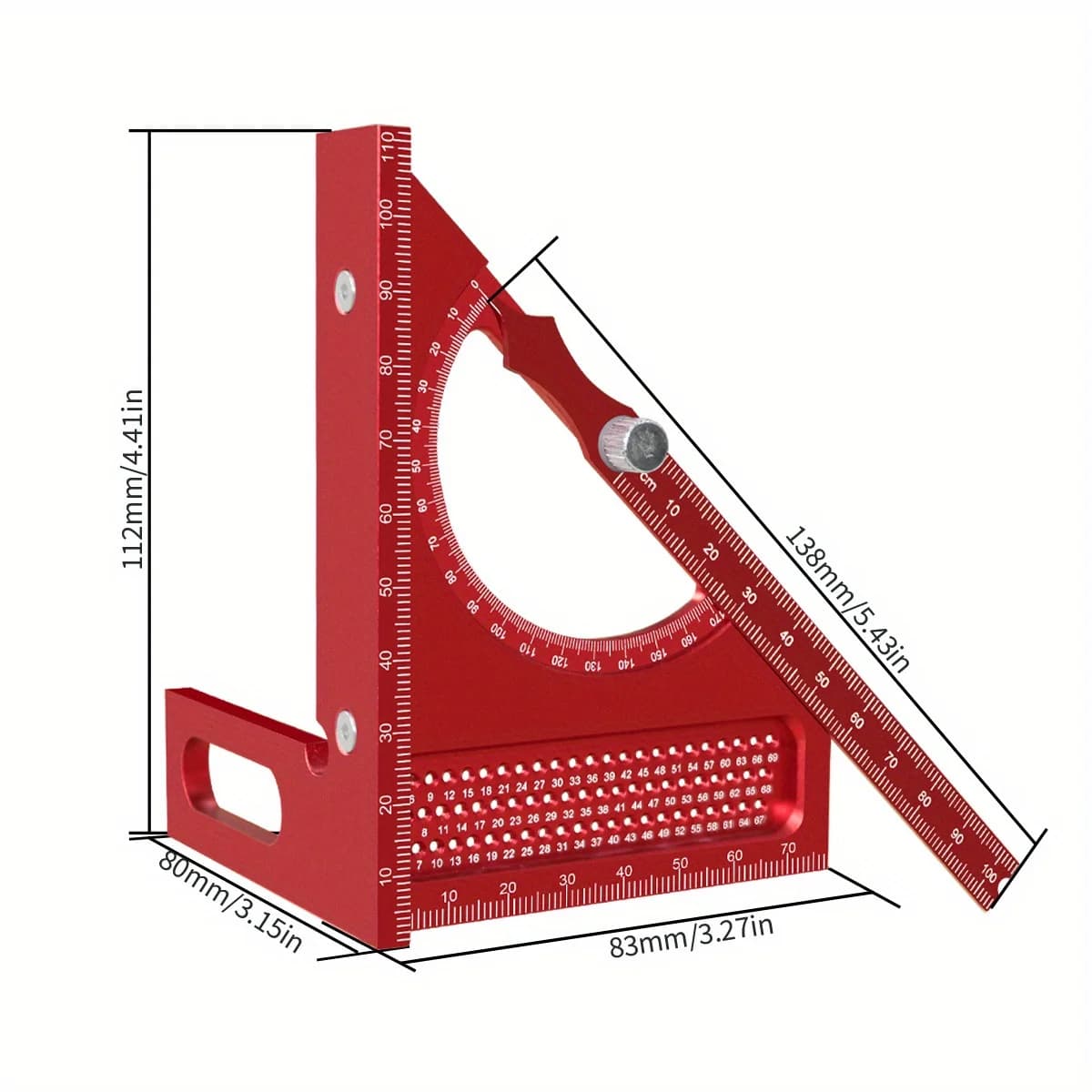 Justerbart 3D aluminium vinkelprotractor til træarbejde