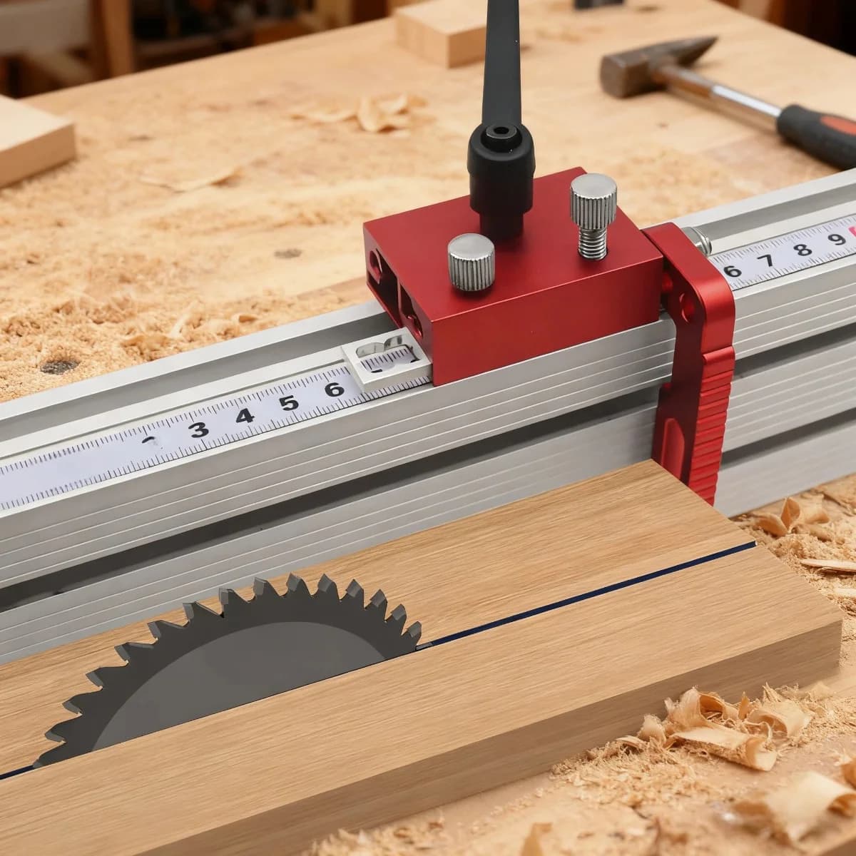 Justerbar aluminium T-skinnegrænsestop for miterskinner