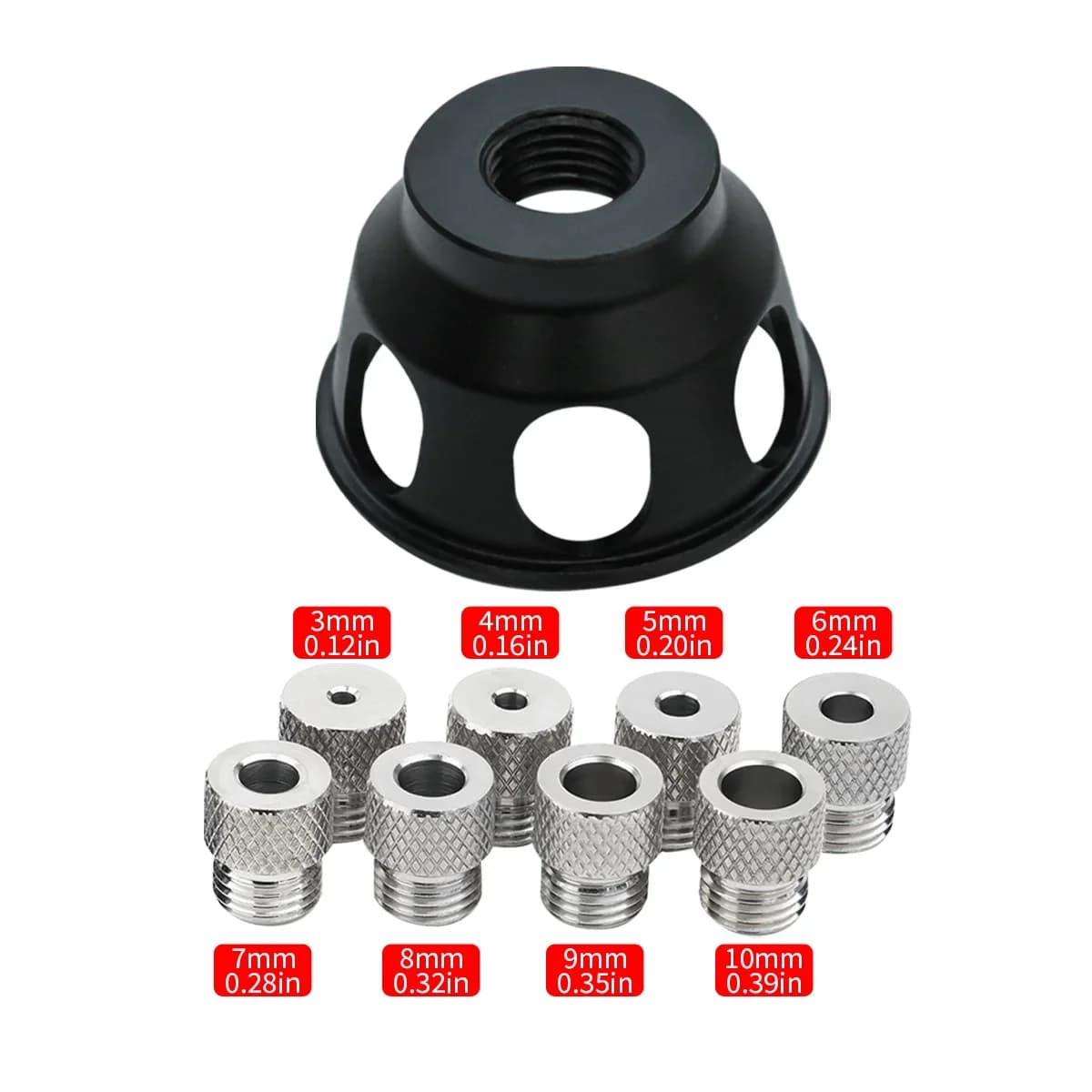 Lodret dowel-guide-sæt i aluminium, 3-10 mm