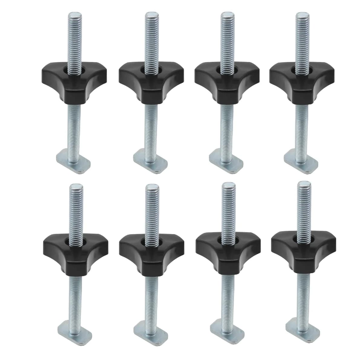 Sæt med 8 T-bolt knopper til 1/4 tomme T-skinne
