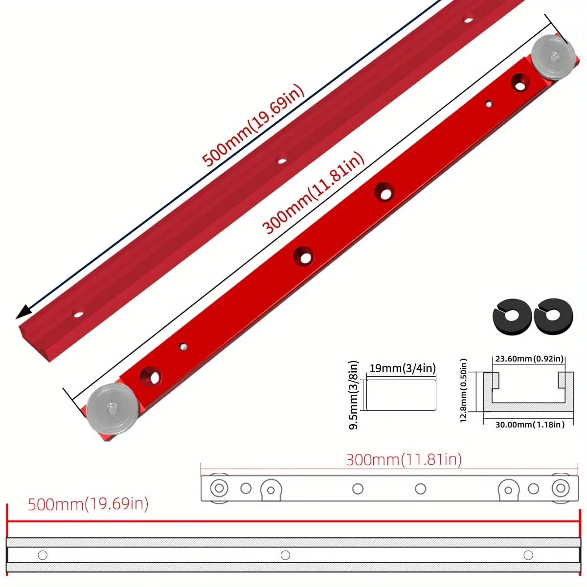 2 stk. Aluminium T-skinne Gervinkel-skubare Skyder Kit