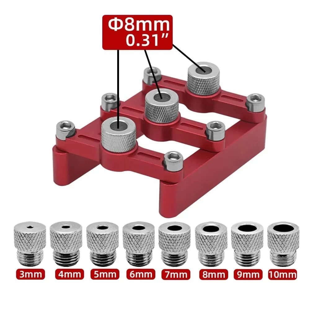 Selvcentrerende dowelguide med 3-10mm bøsninger