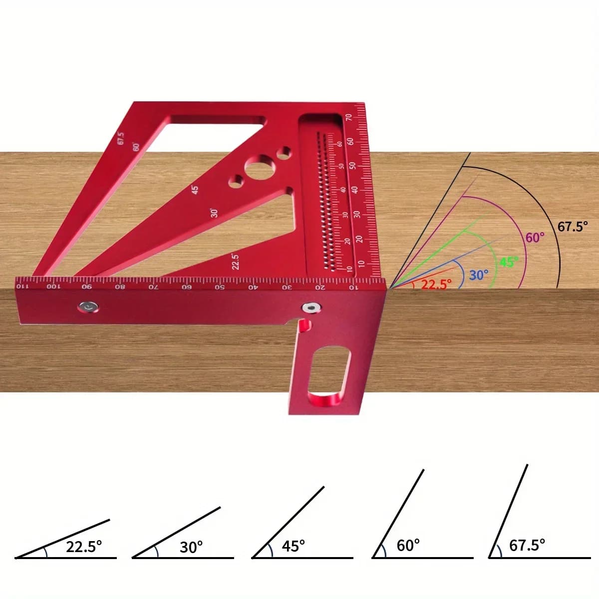 Aluminium multifinkel vinkelmåler og protractor 22,5-90 grader